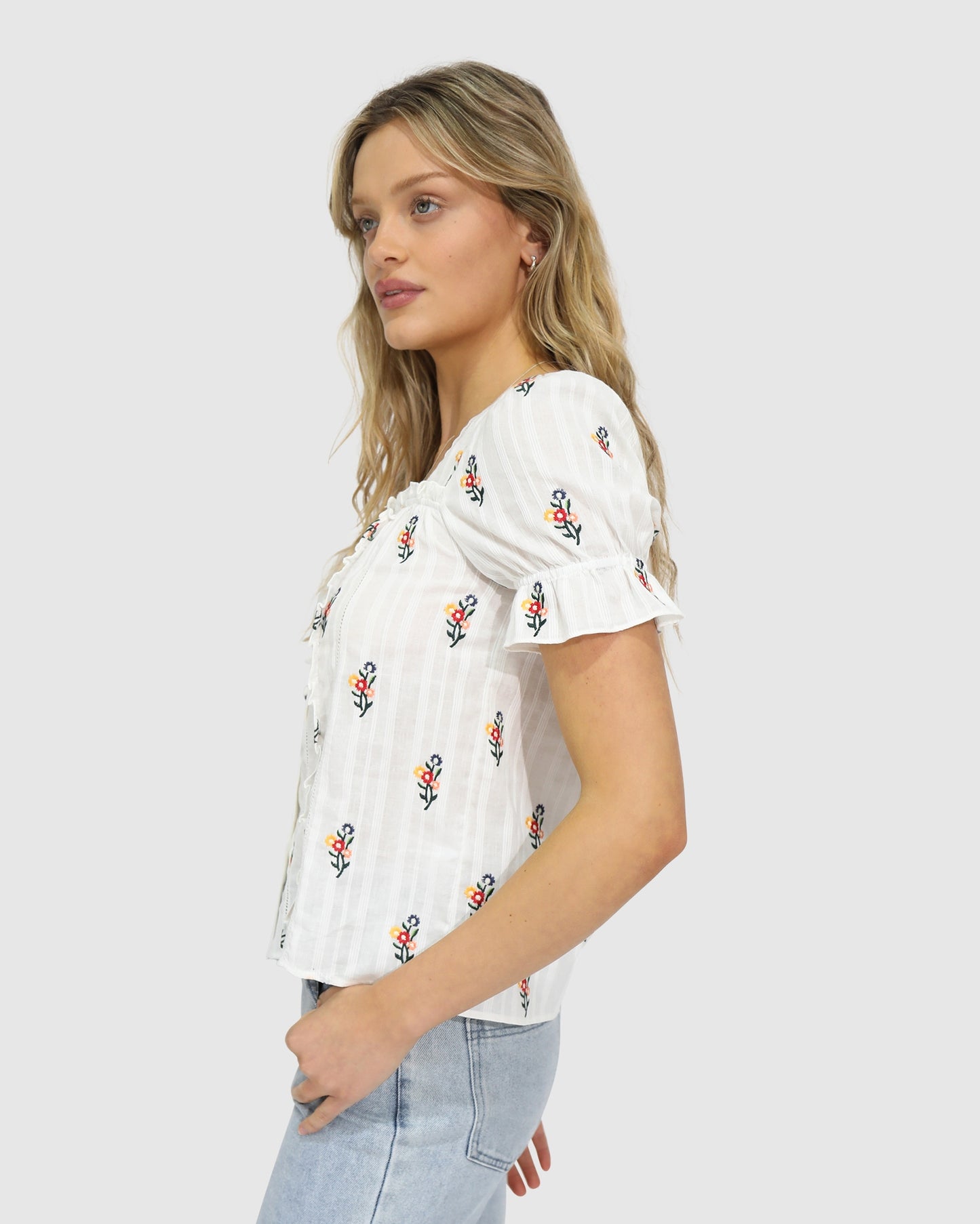 Wild Garden Floral Blouse - White