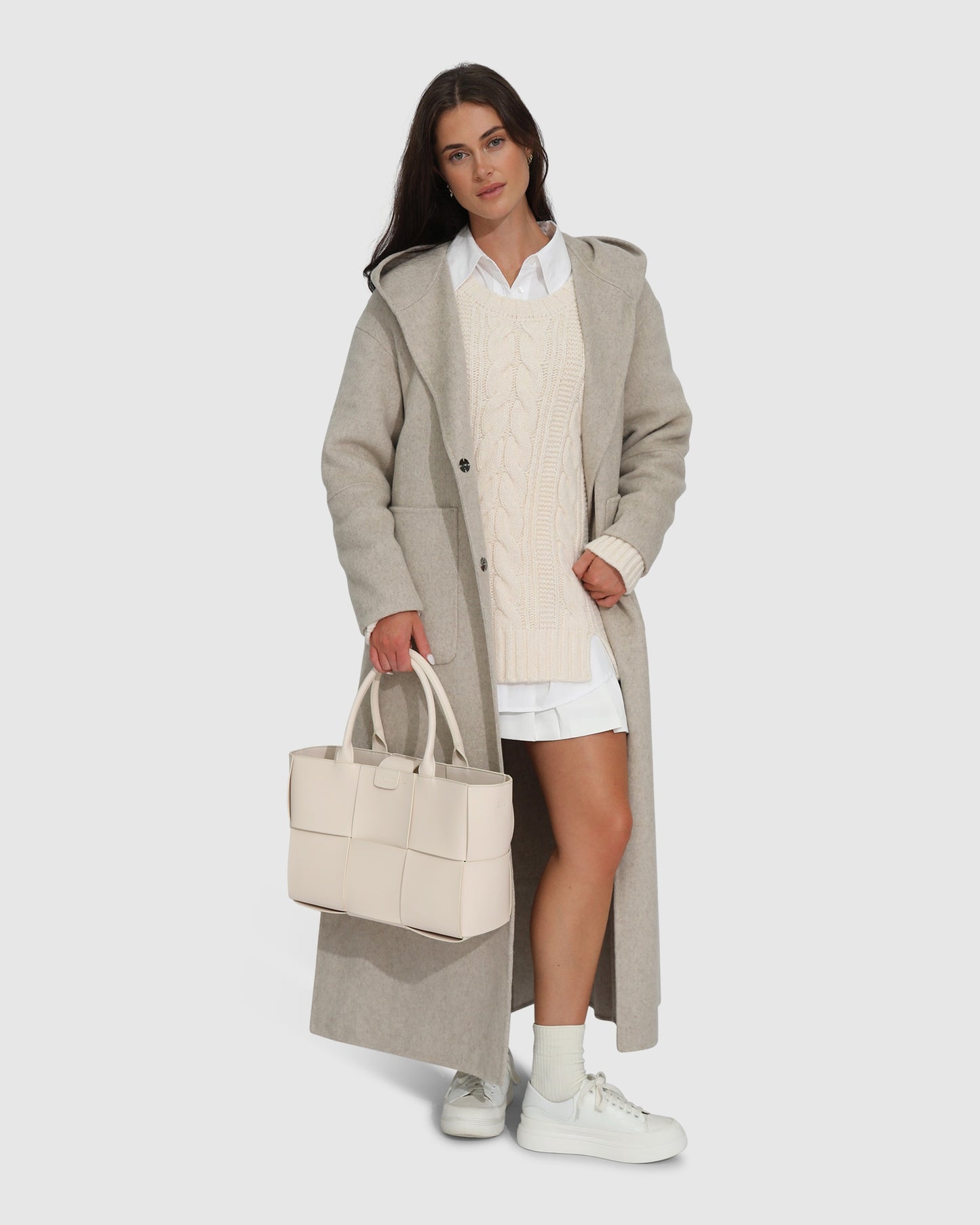 Walk My Way Wool Blend Oversized Maxi Coat - Pale Oat