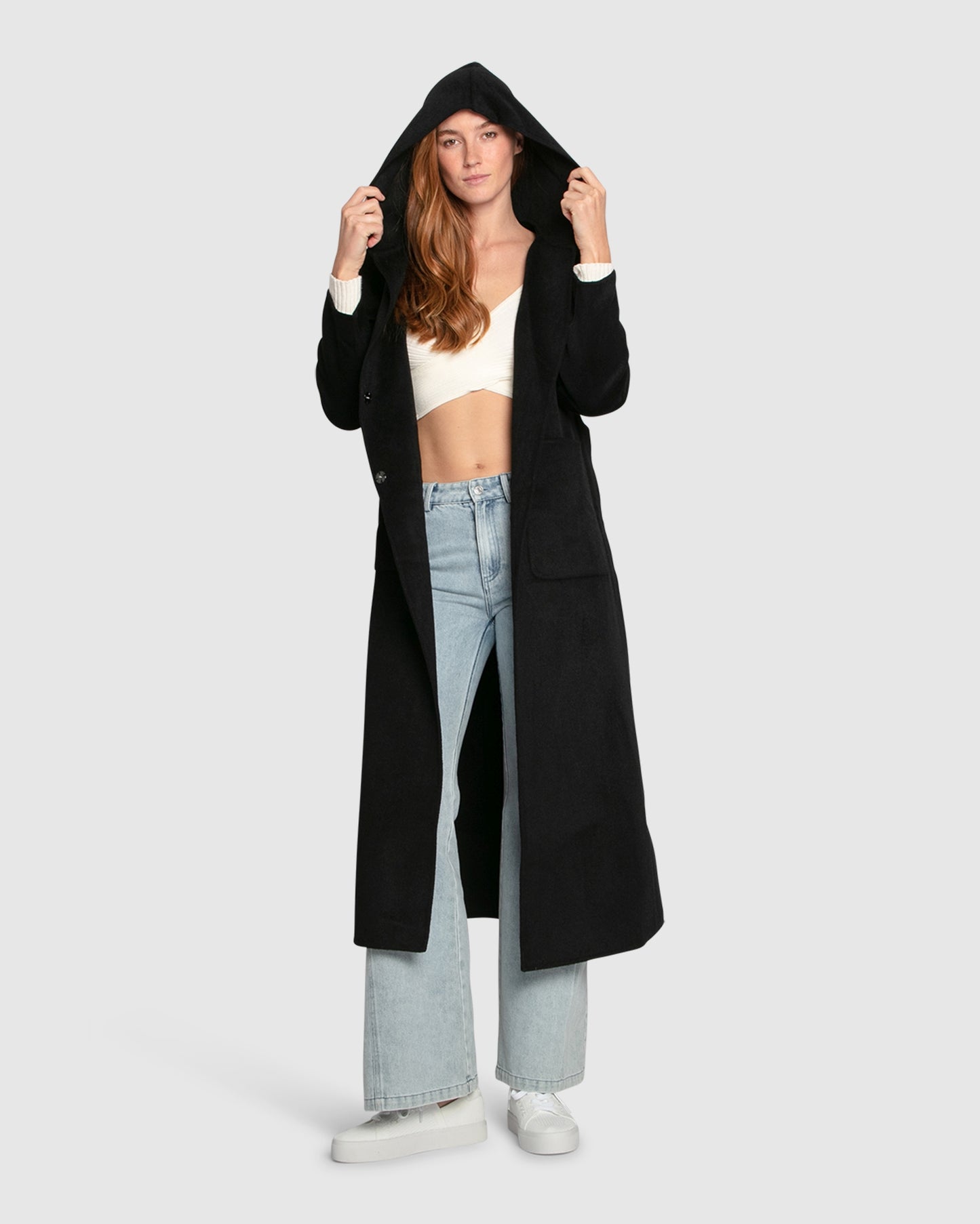 Walk My Way Wool Blend Oversized Maxi Coat - Black