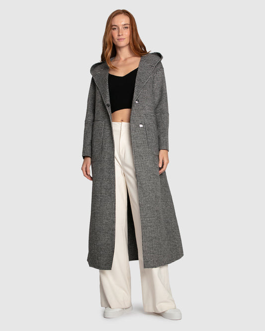 Walk My Way Wool Blend Oversized Maxi Coat - Black/White