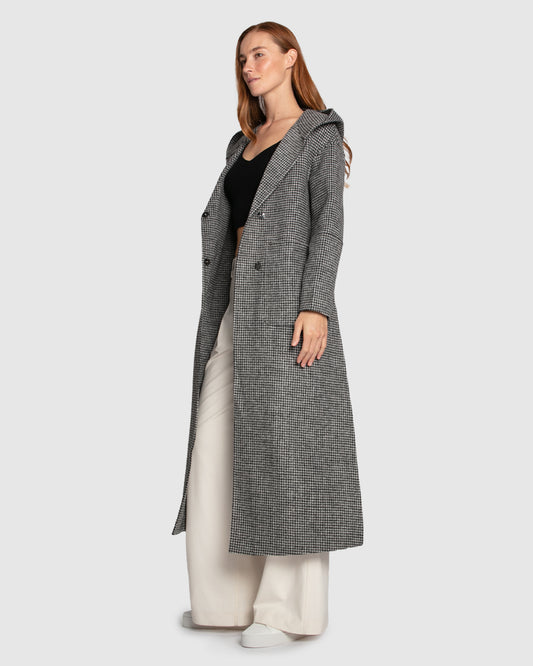 Walk My Way Wool Blend Oversized Maxi Coat - Black/White