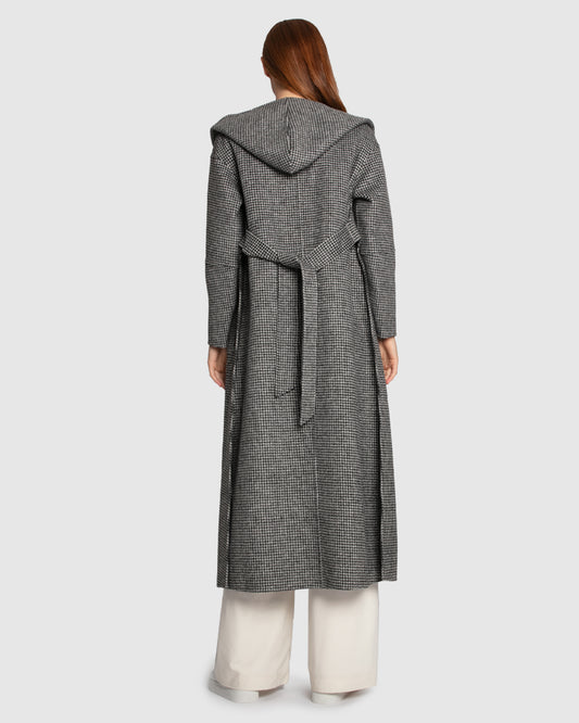 Walk My Way Wool Blend Oversized Maxi Coat - Black/White