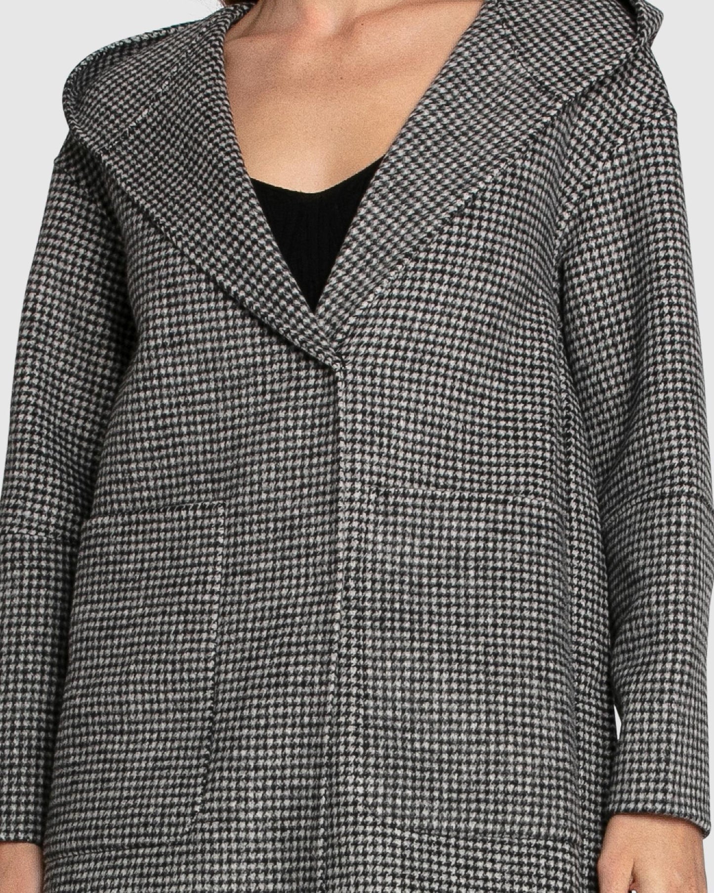 Walk My Way Wool Blend Oversized Maxi Coat - Black/White