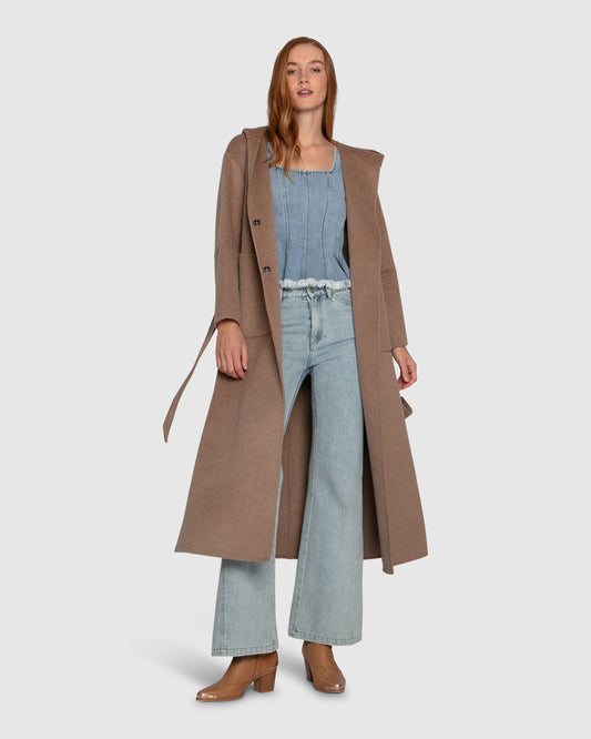 Walk My Way Wool Blend Oversized Maxi Coat - Oat
