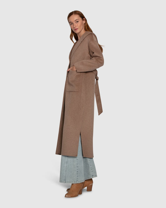 Walk My Way Wool Blend Oversized Maxi Coat - Oat