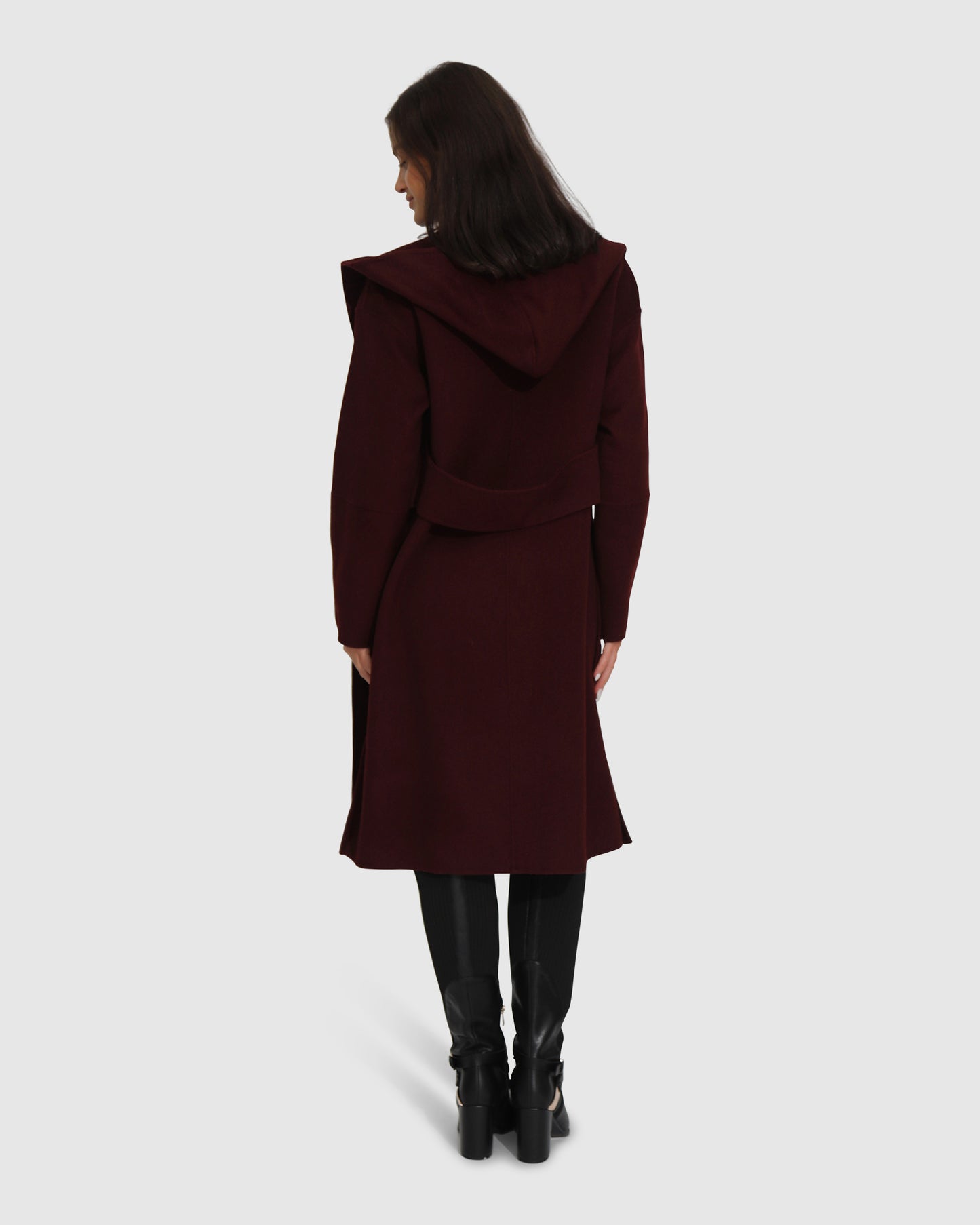 Walk This Way Wool Blend Oversized Coat - Burgundy