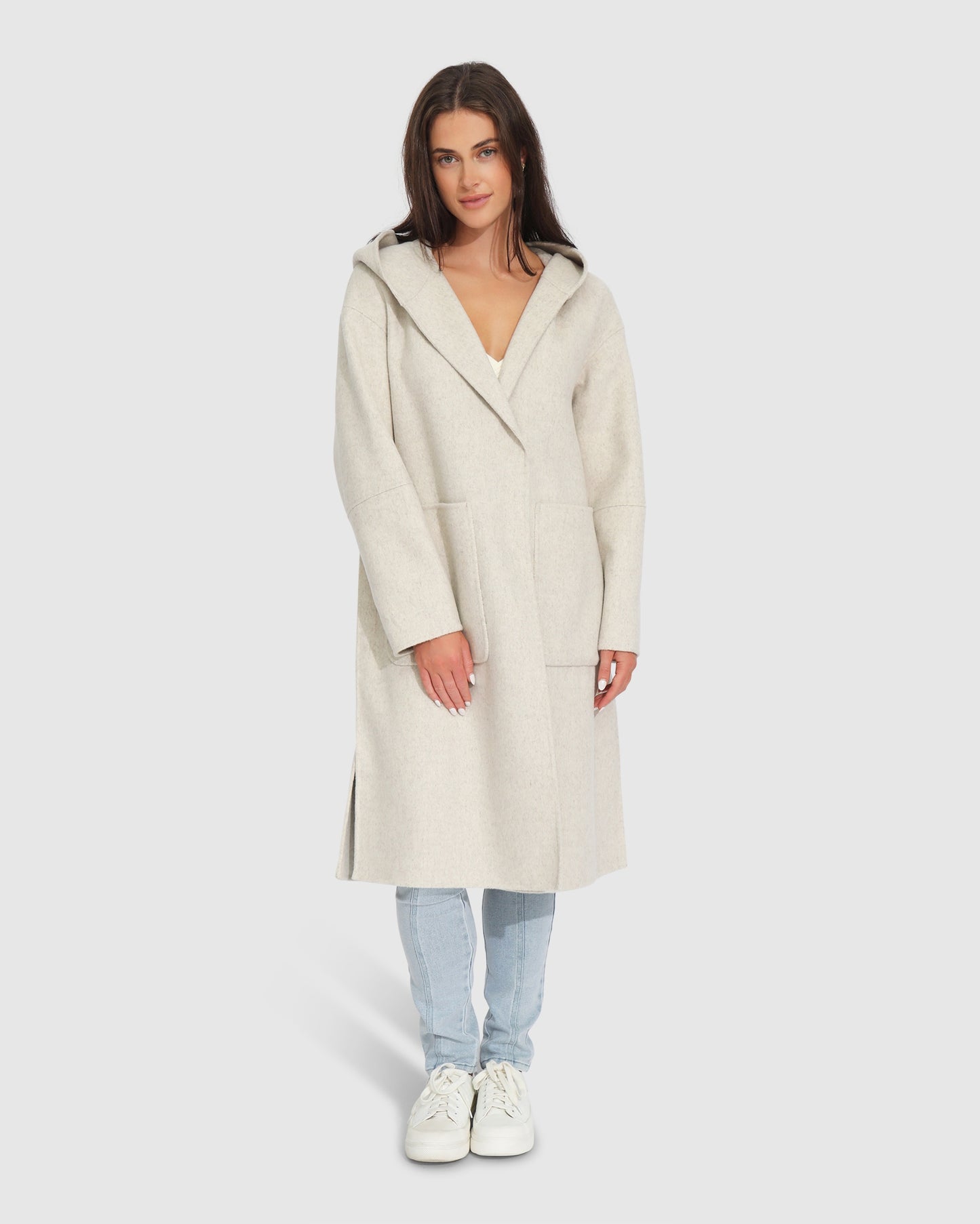 Walk This Way Wool Blend Oversized Coat - Oat Marle