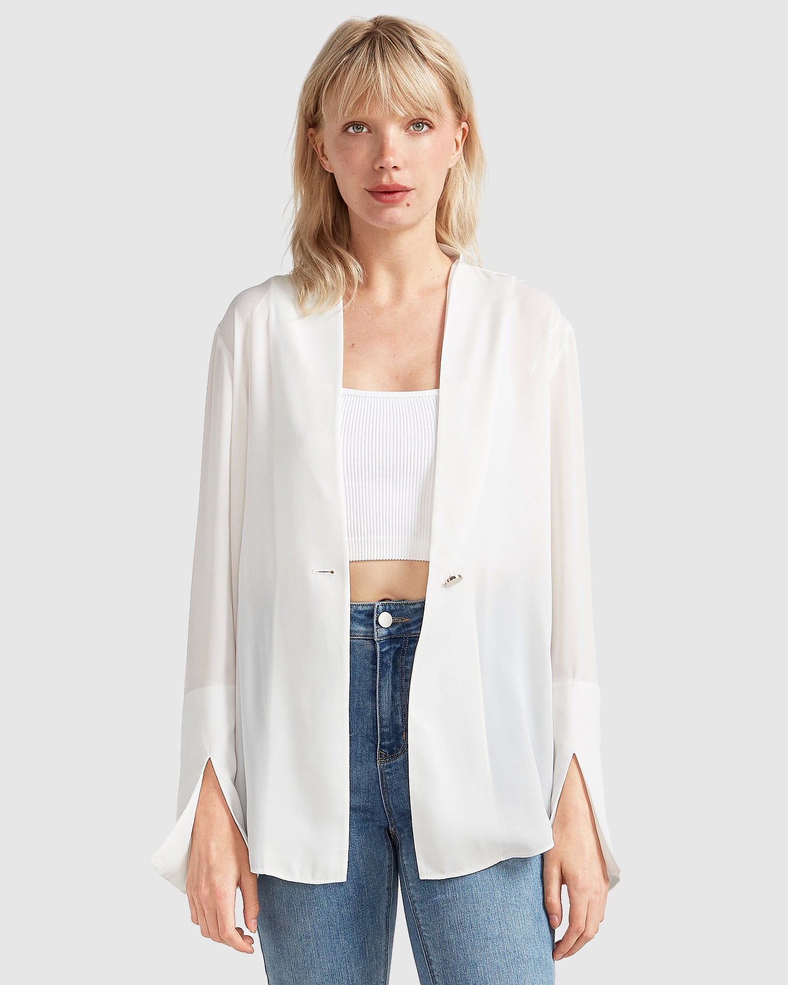 Sheer Genius Lightweight Blazer White – Belle Bloom