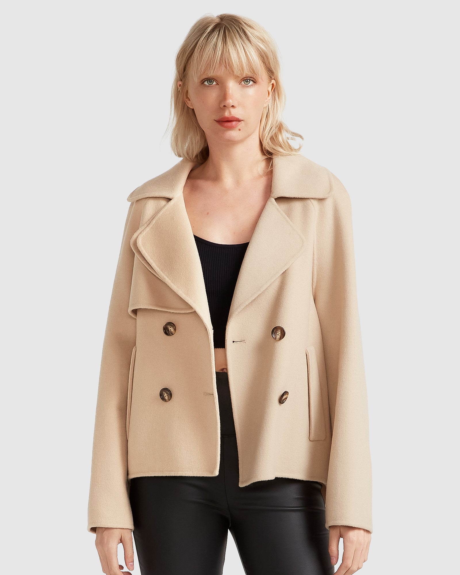 Oatmeal peacoat on sale
