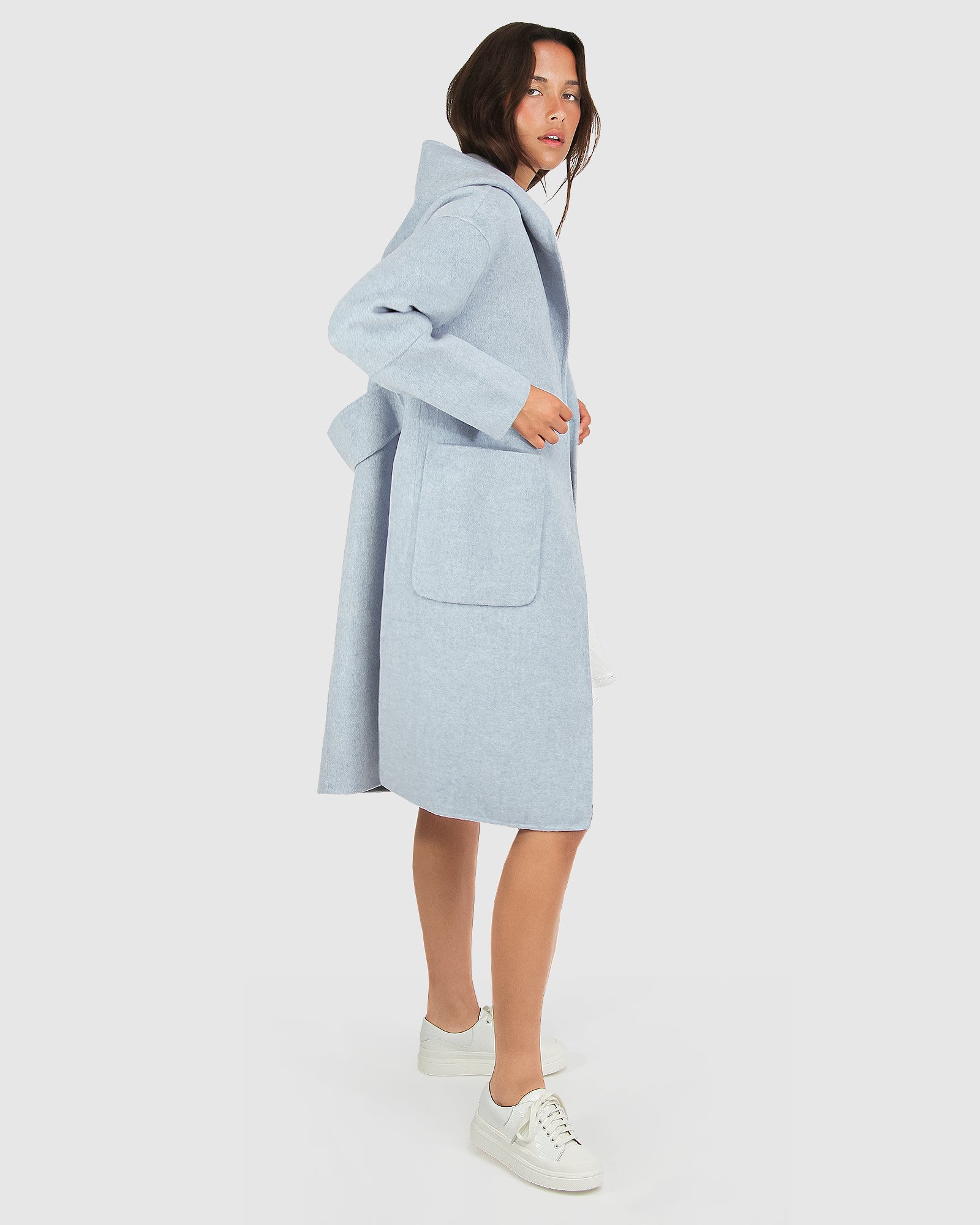 Walk This Way Wool Blend Oversized Coat Light Blue – Belle Bloom