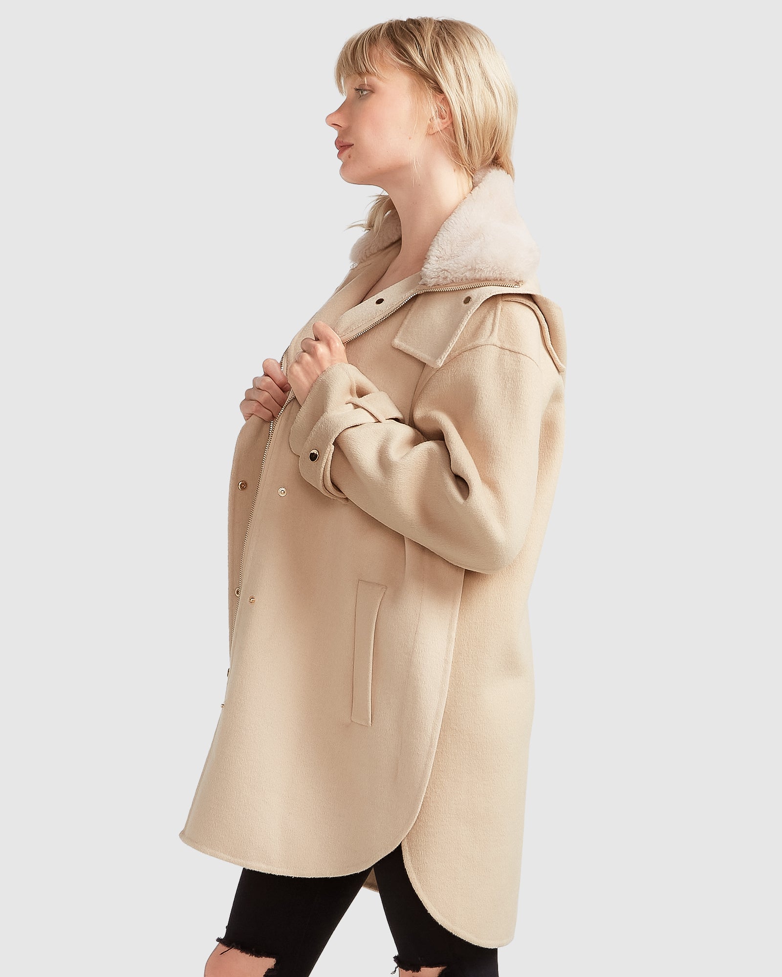 Fur collar hooded coat hot sale