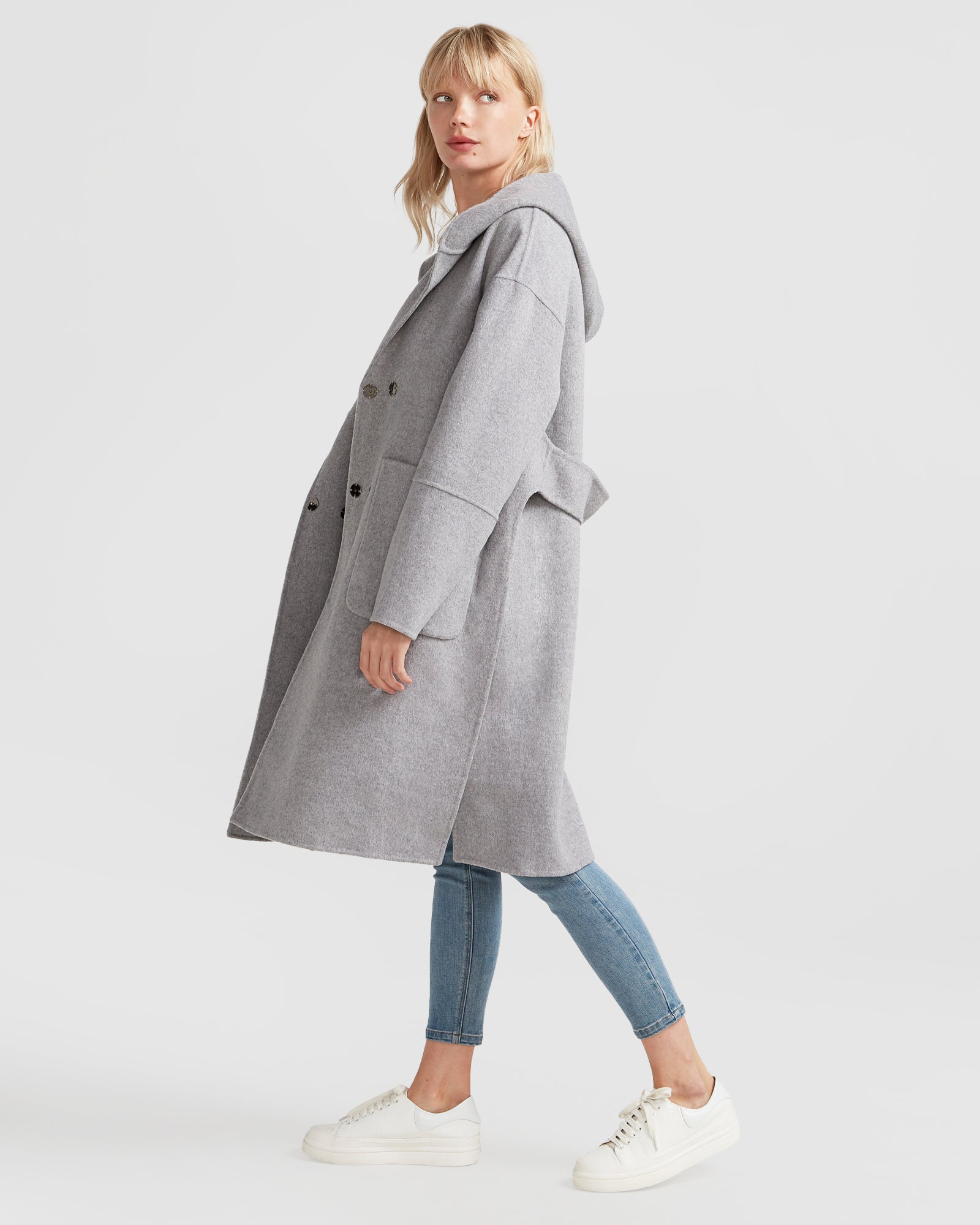 Walk This Way Wool Blend Oversized Coat Grey – Belle Bloom