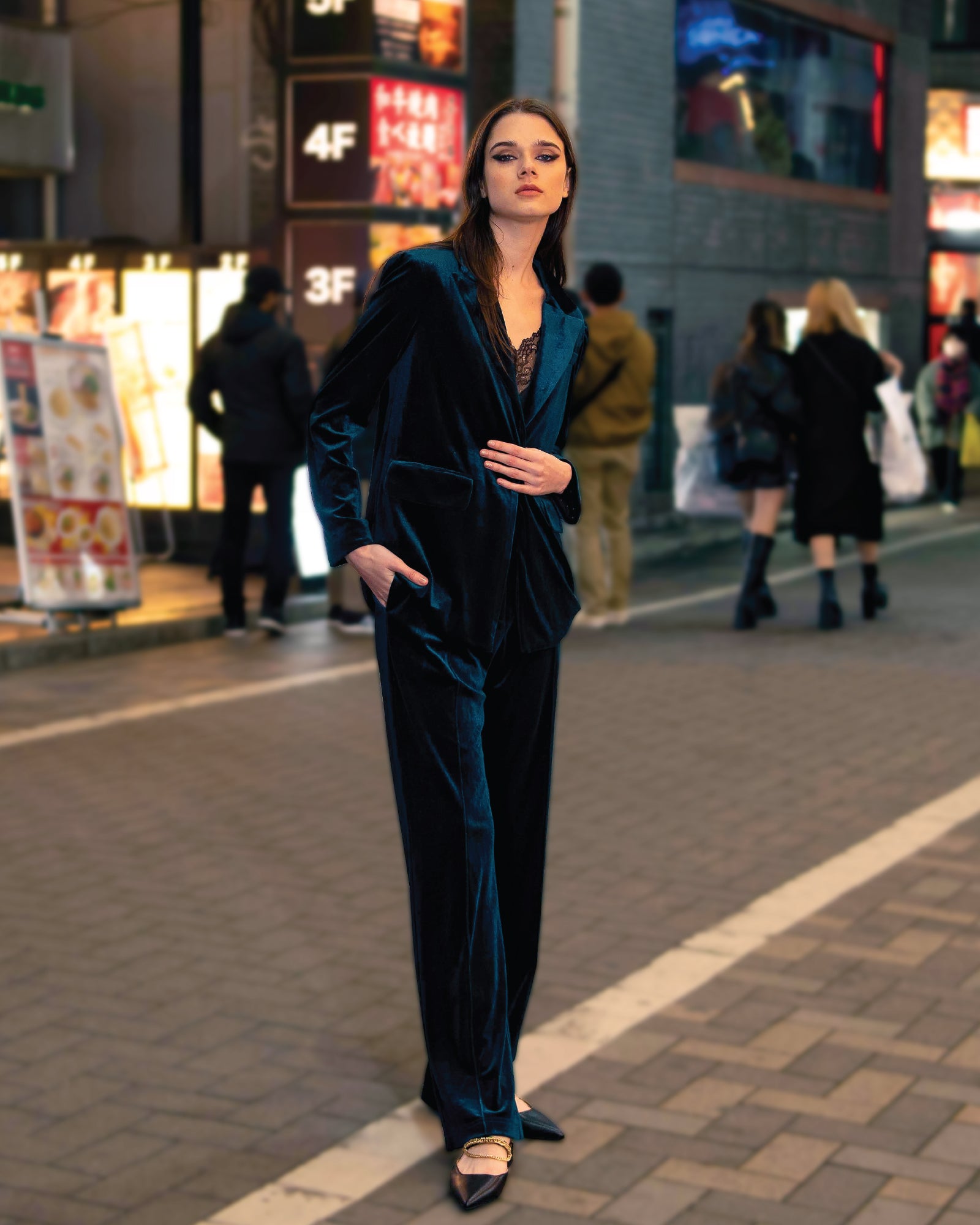 Reverie Velvet Pant - Dark Teal - Size XS