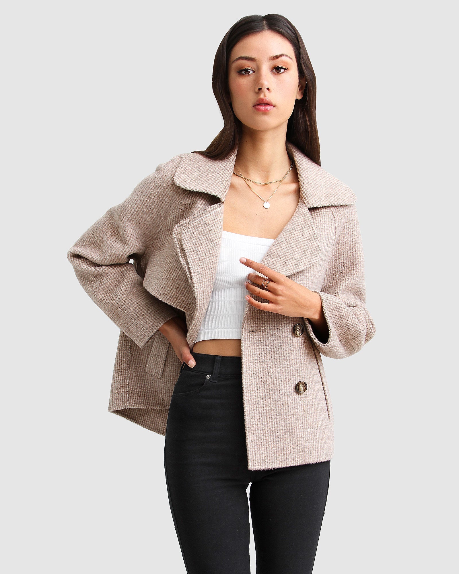 I'm Yours Wool Blend Peacoat Beige – Belle Bloom