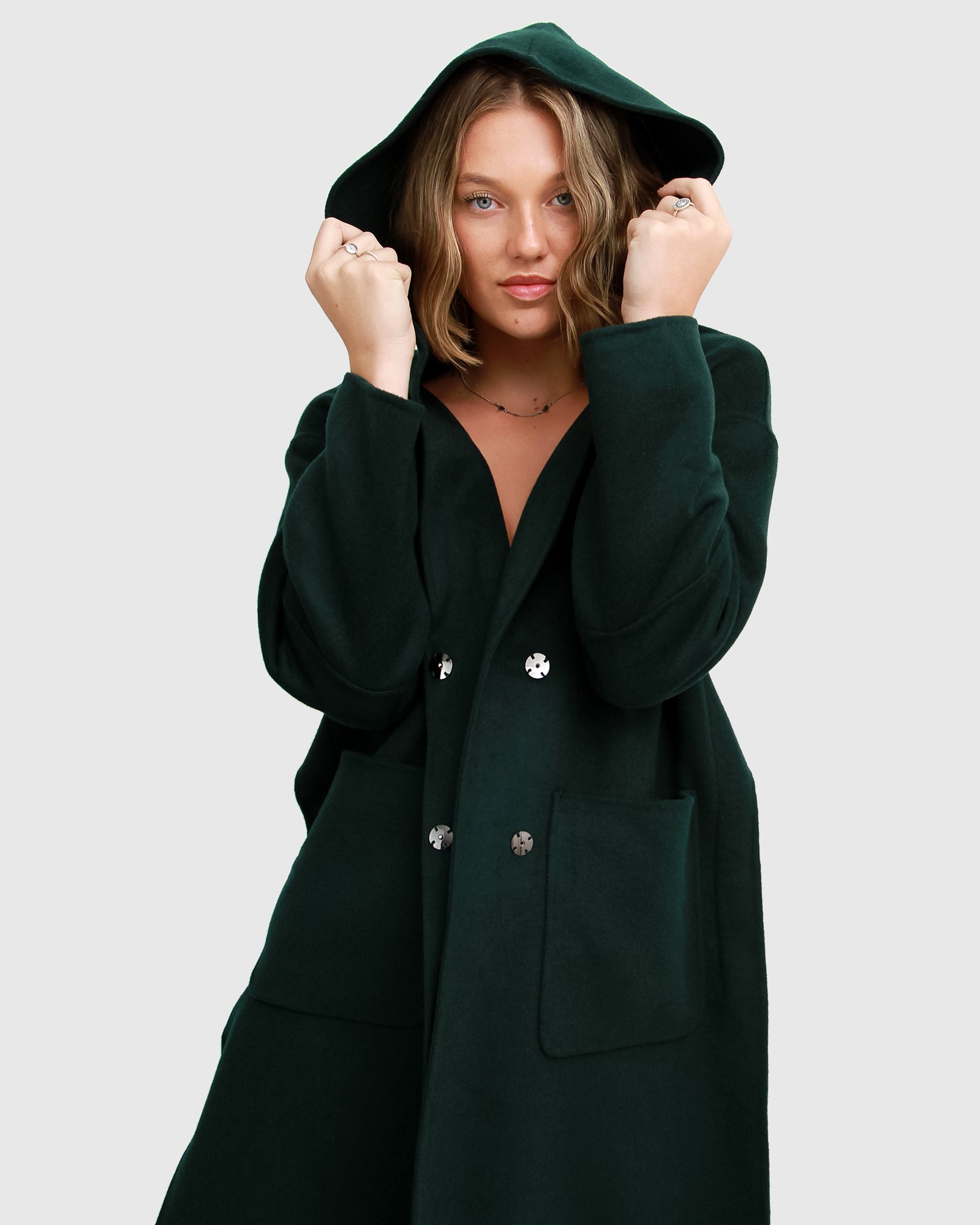 Walk This Way Wool Blend Oversized Coat Dark Green – Belle Bloom