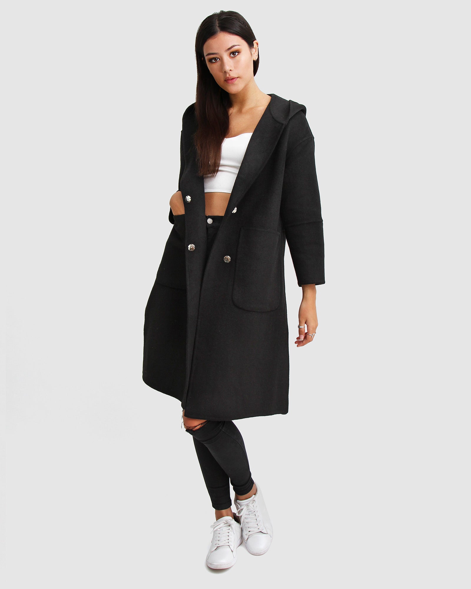 Walk This Way Wool Blend Oversized Coat Black – Belle Bloom