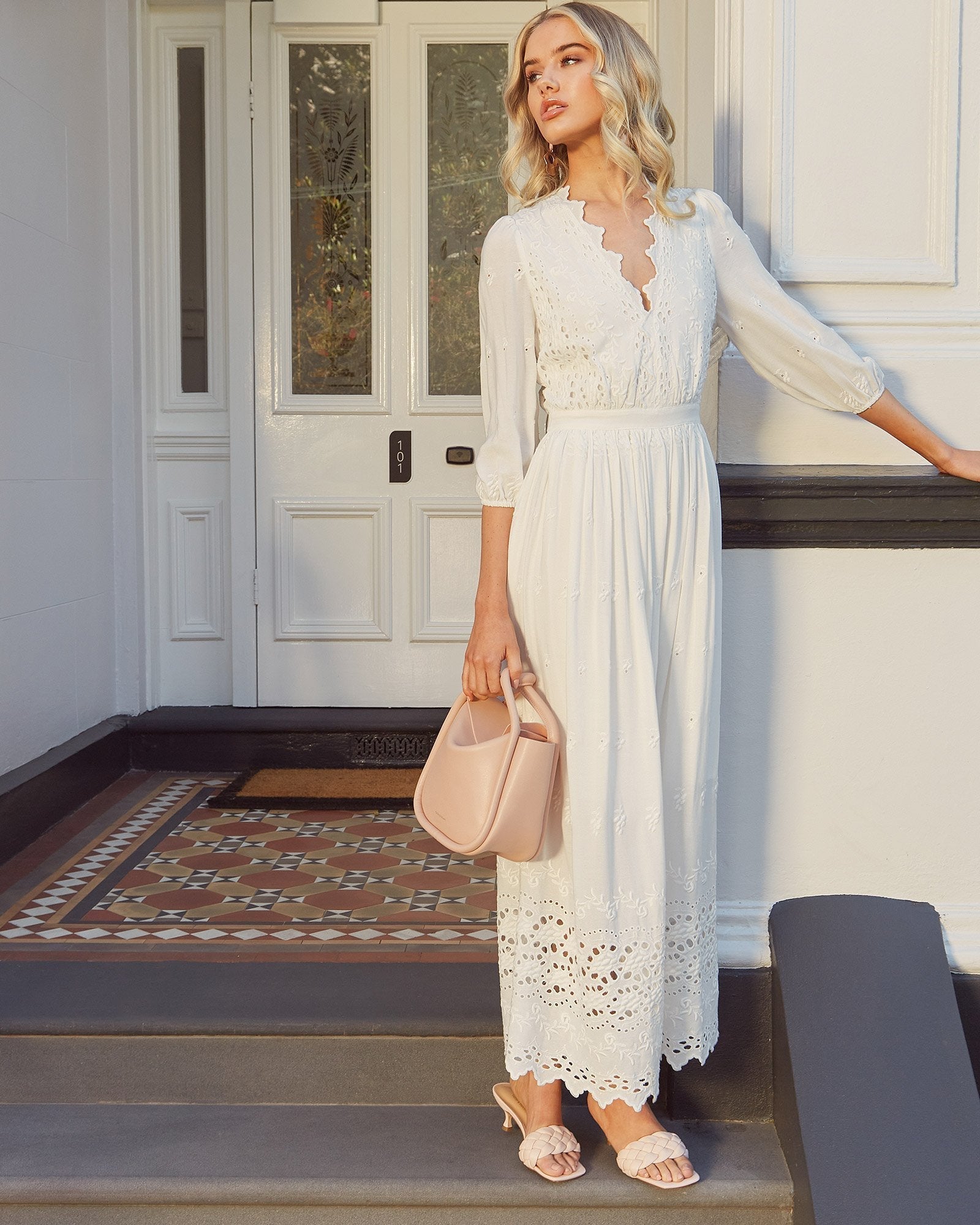 All Eyes On Me Midi Dress - White Belle & Bloom All Eyes On Me Midi Dress - White Belle & Bloom