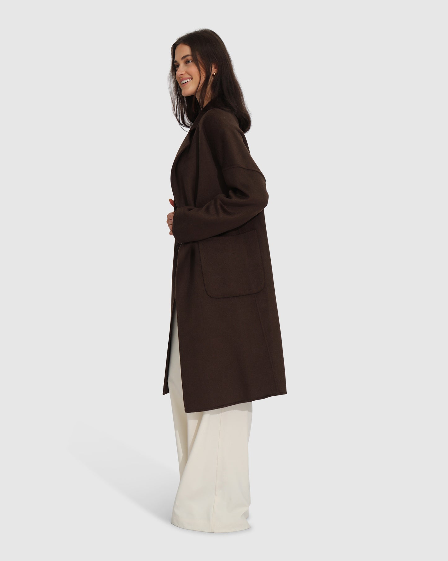 Publisher Double-Breasted Wool Blend Coat - Chocolate