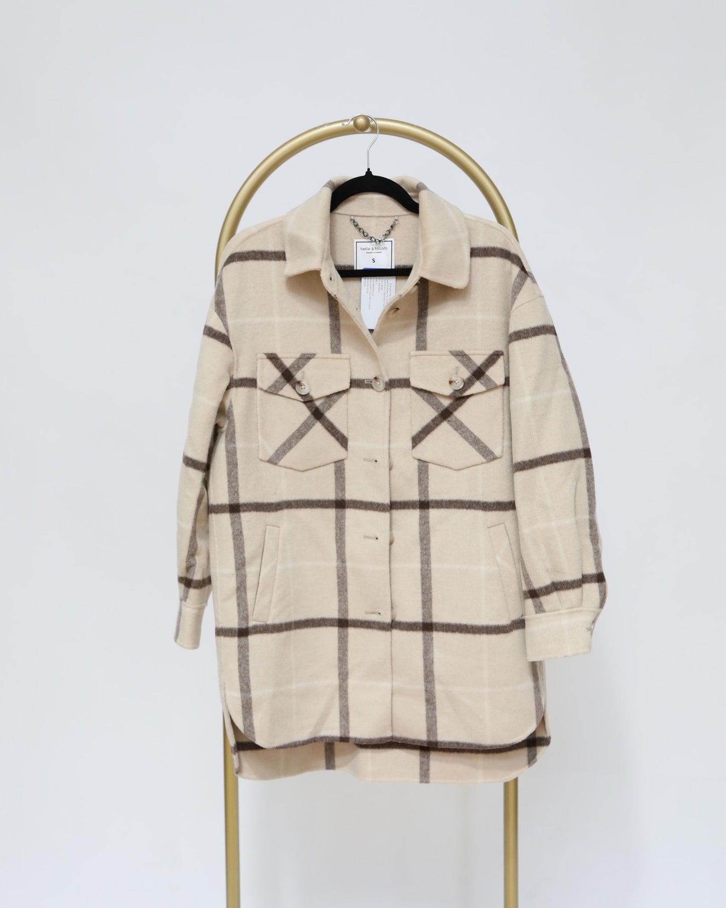 Wool Blend Plaid Shacket - Beige – Belle & Bloom