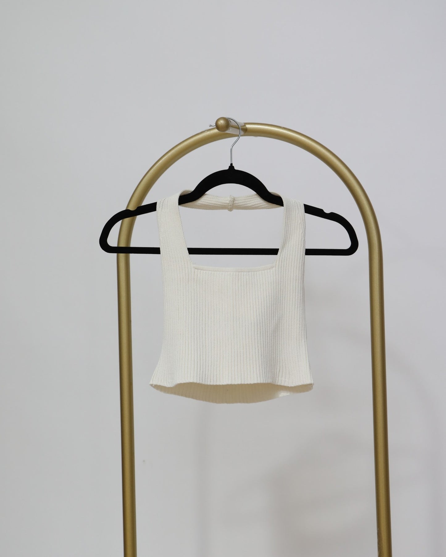 Square Neck Knit Top - Ivory