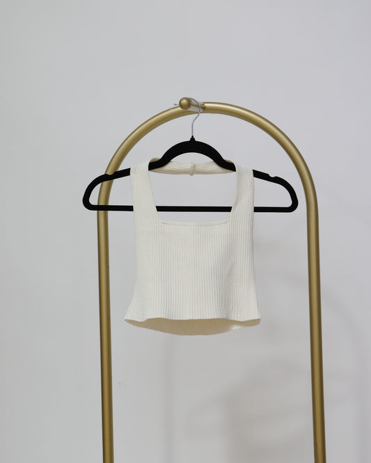 Square Neck Knit Top - Ivory
