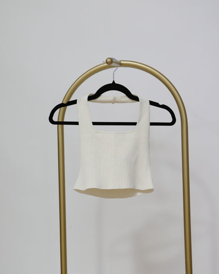 Square Neck Knit Top - Ivory