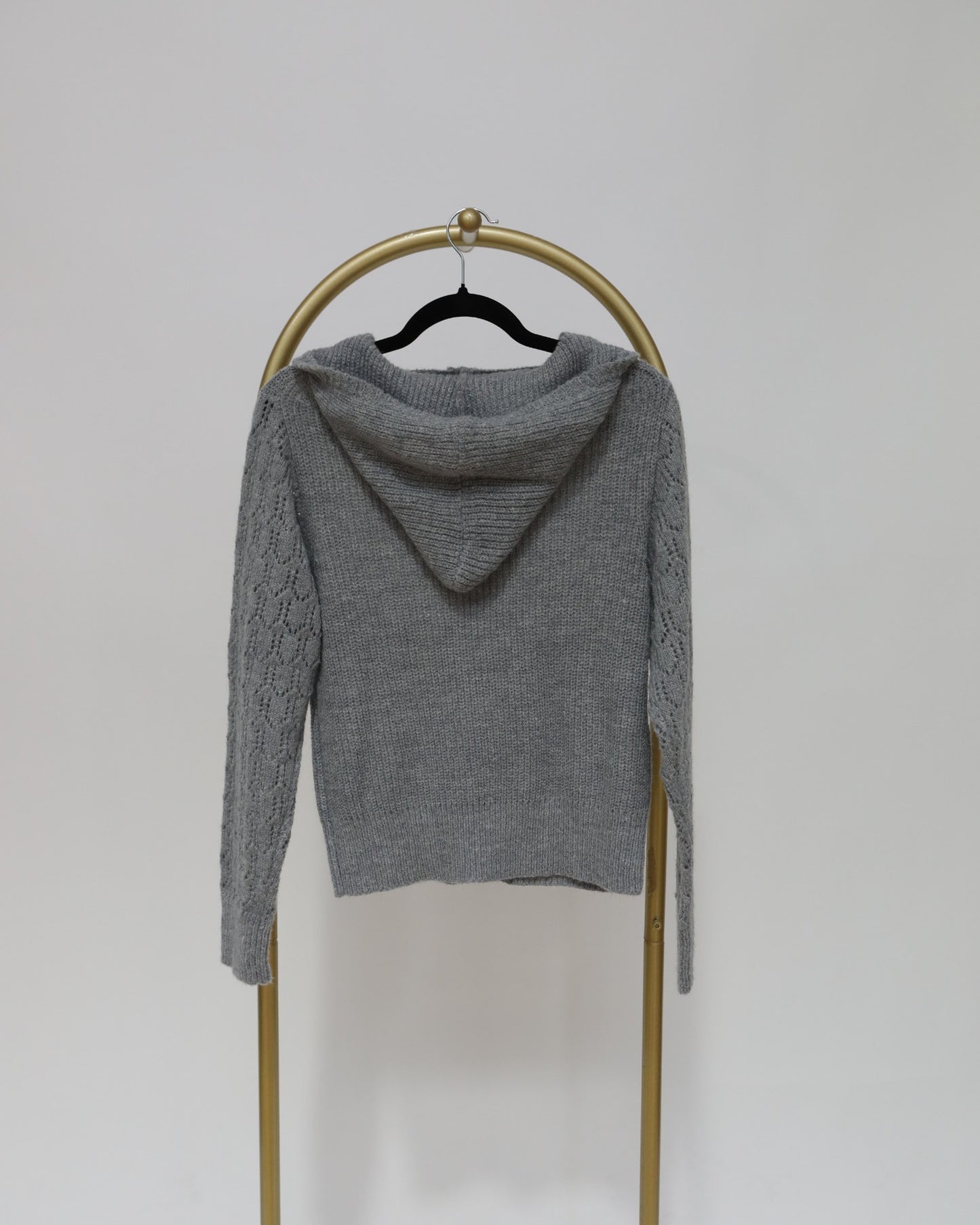 Hooded Knit Jumper - Grey