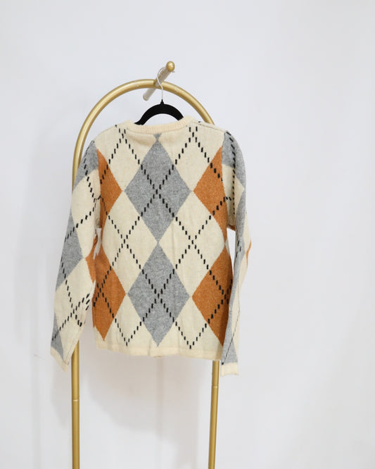 Knit Pattern Cardigan - Cream