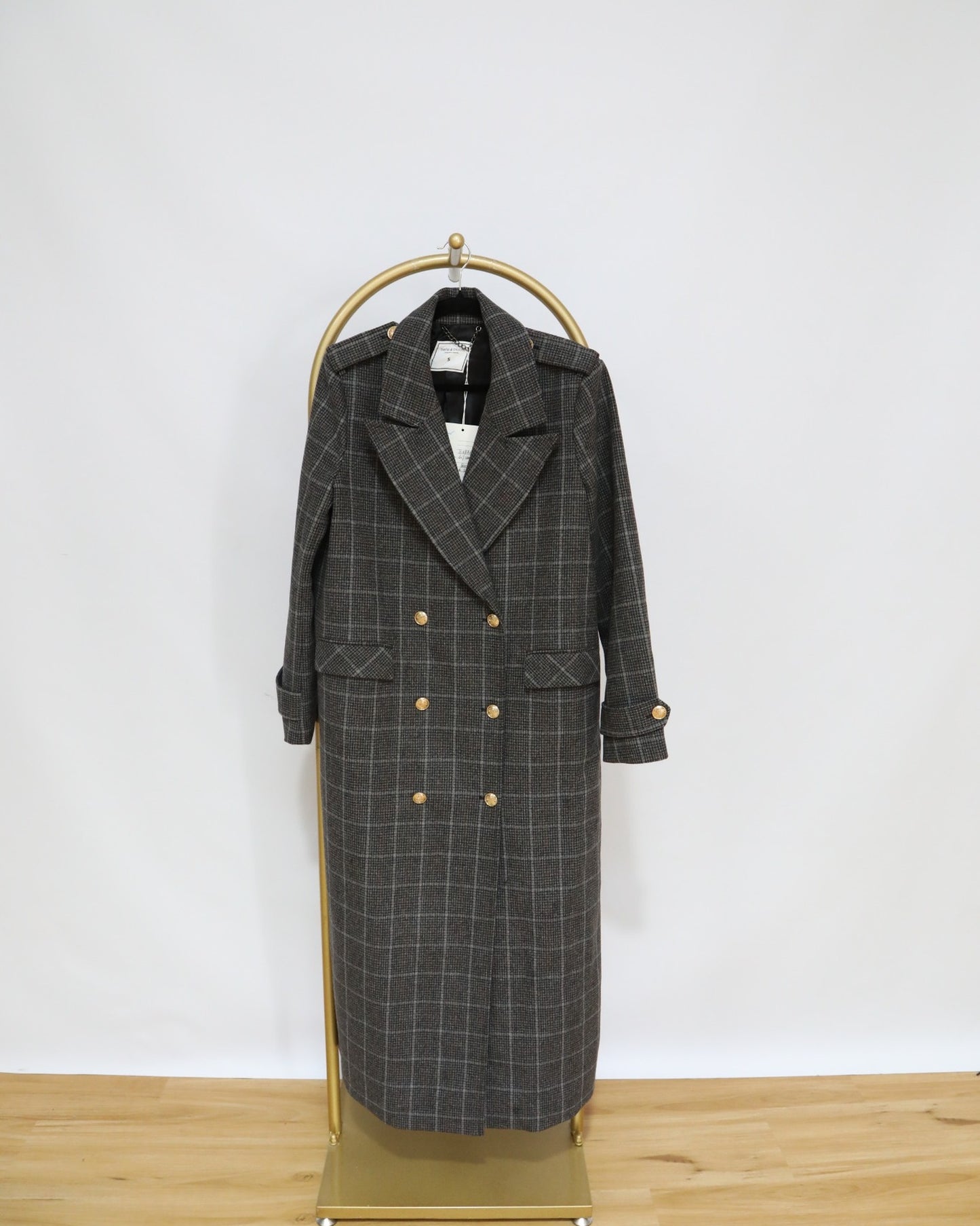 Military Check Coat - Dark Grey