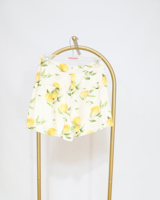 Lemon Print Shorts - White