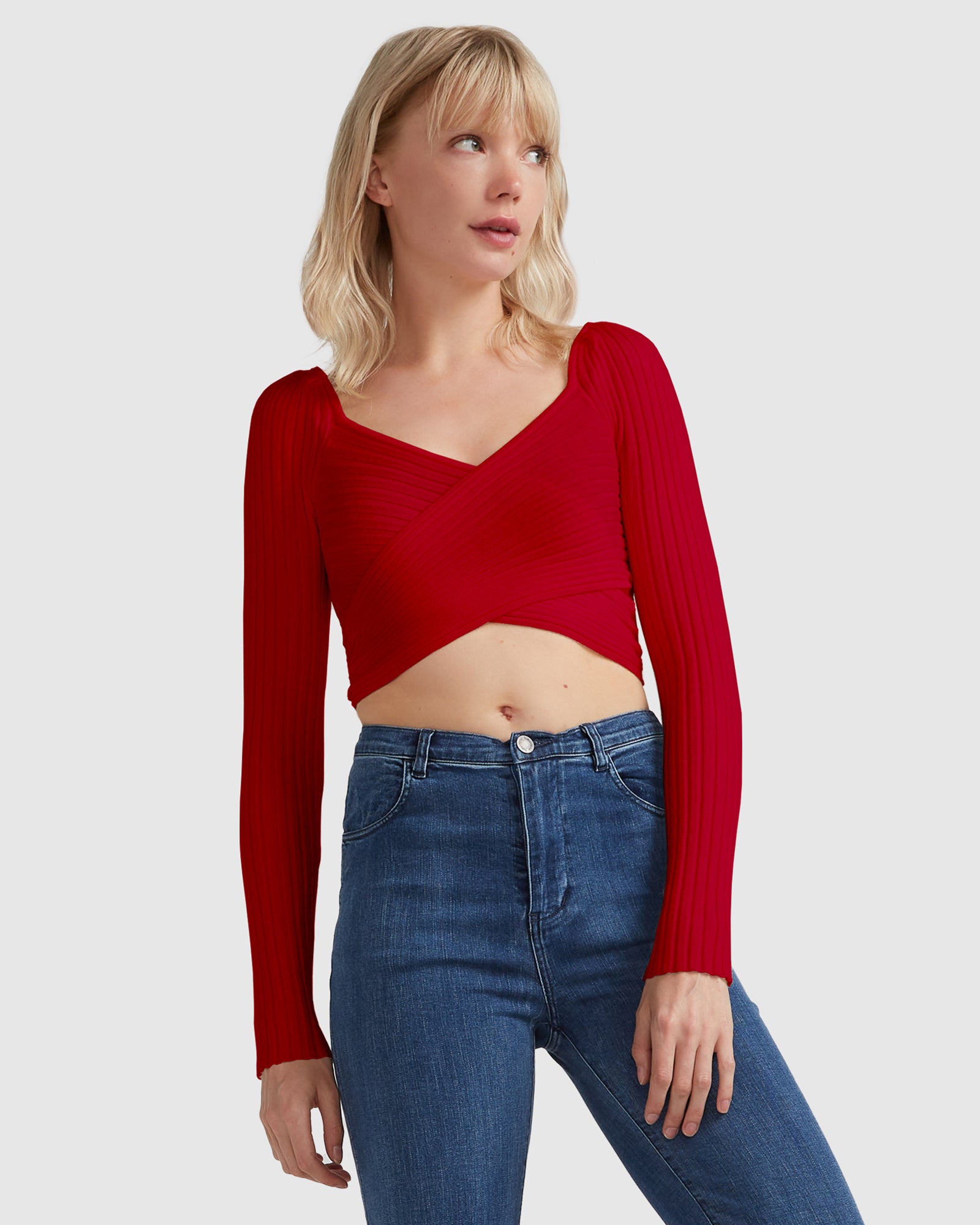 Forget Me Not Knit Crop Red Belle Bloom