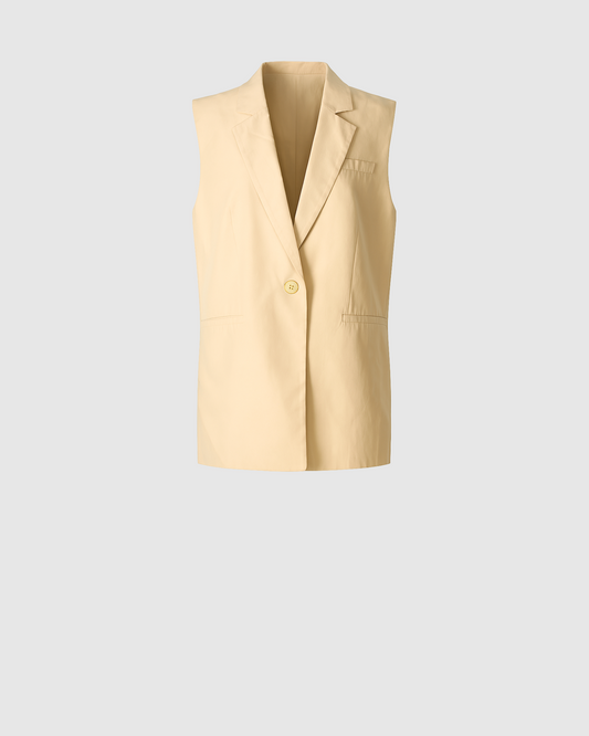 Sleeveless Blazer with Crossover Back - Oat