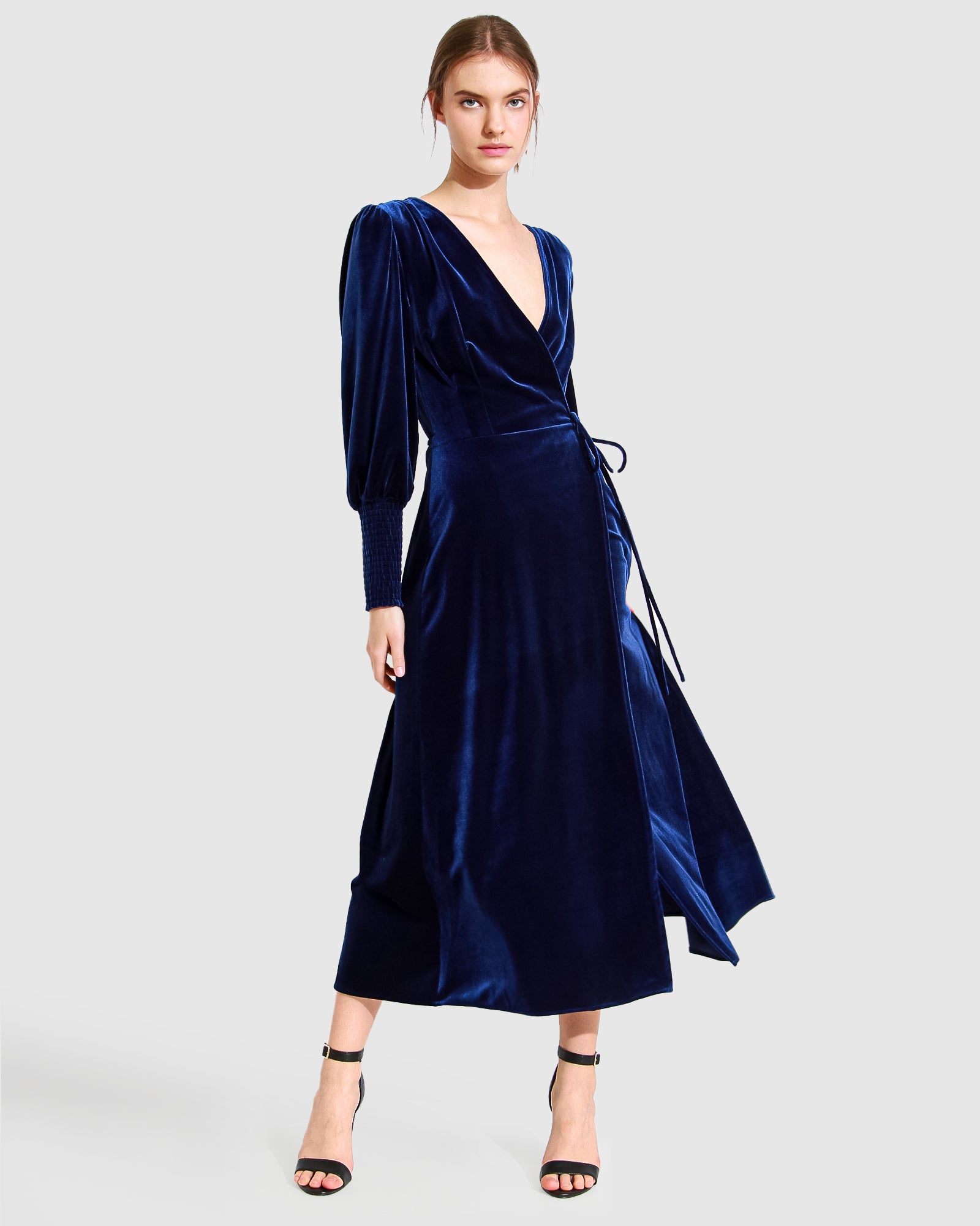 Current Mood Velvet Wrap Dress - Royal Blue Belle & Bloom Current Mood Velvet Wrap Dress - Royal Blue Belle & Bloom