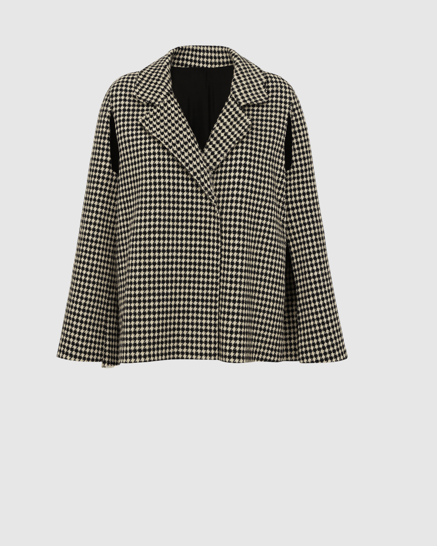 Girls Checked Cape - Black/White