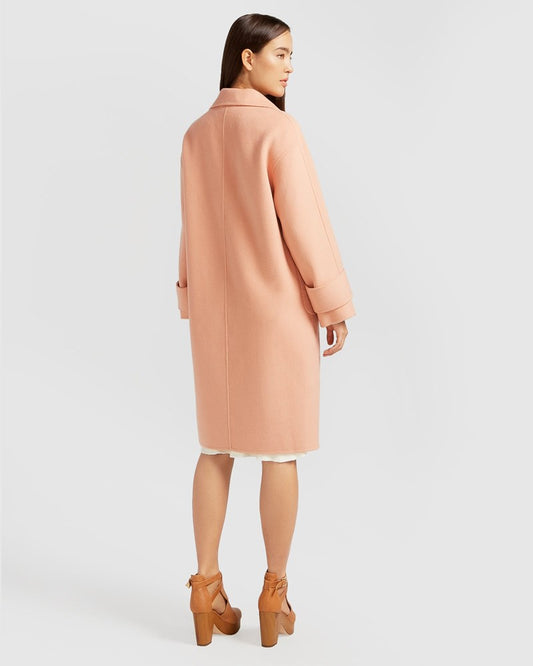 Rumour Has It Oversized Wool Blend Coat - Peach Fizz