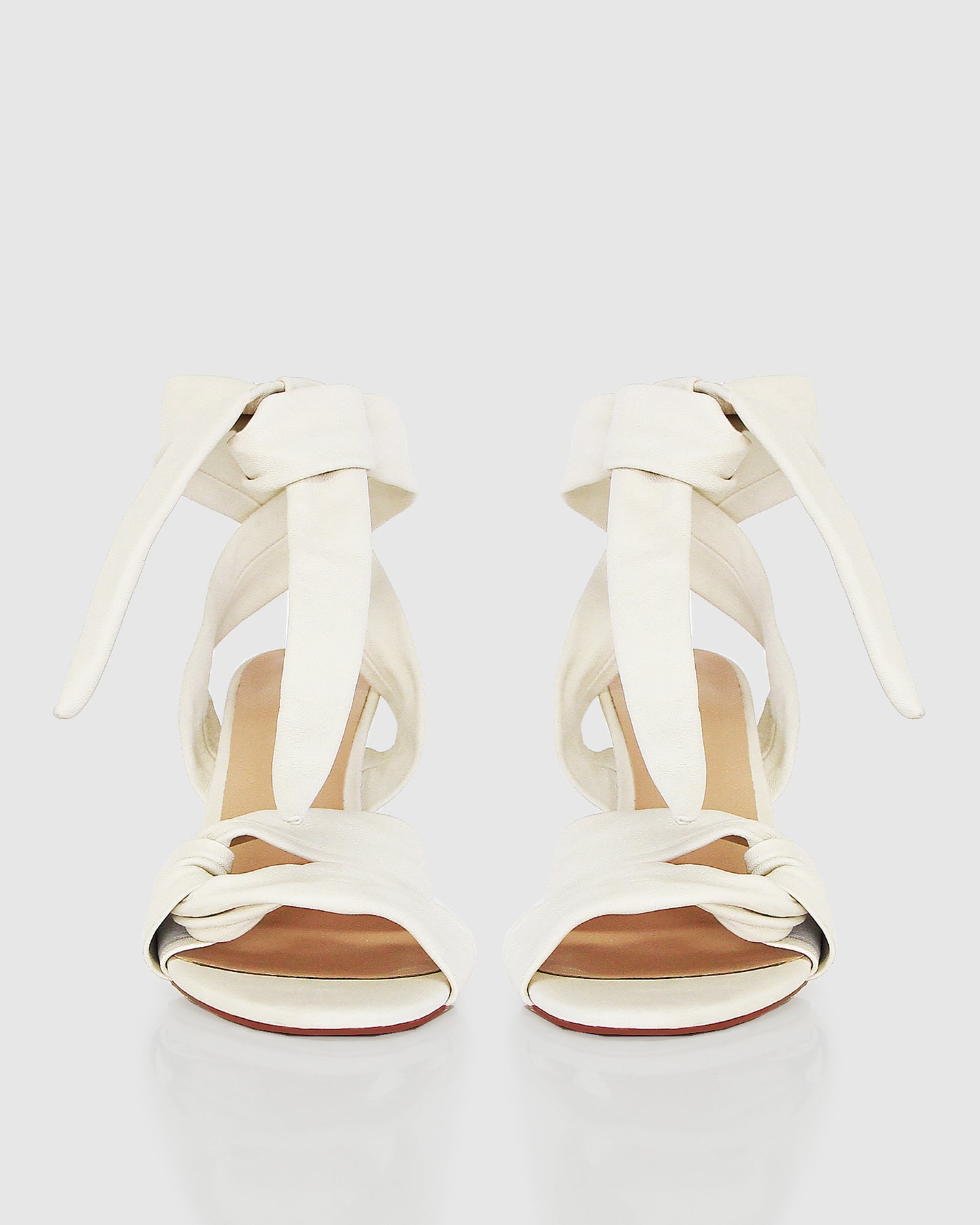 Bad Liar Leather Tie Heeled Sandal - Cream