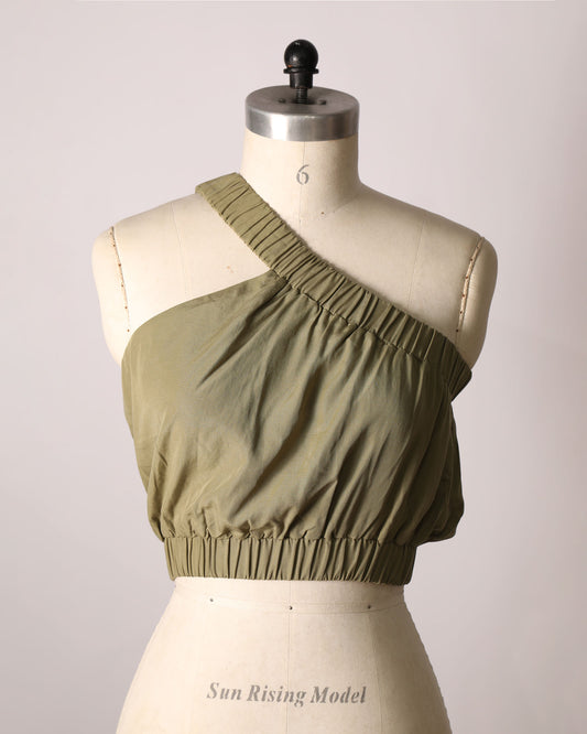 Asymmetrical Cropped Top - Green