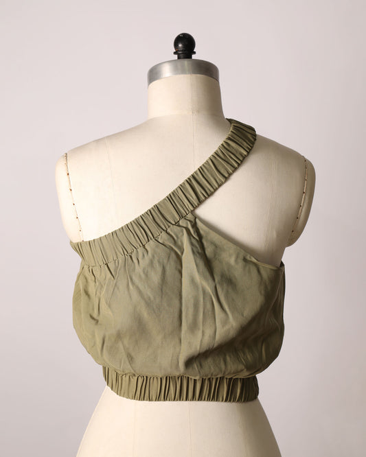 Asymmetrical Cropped Top - Green