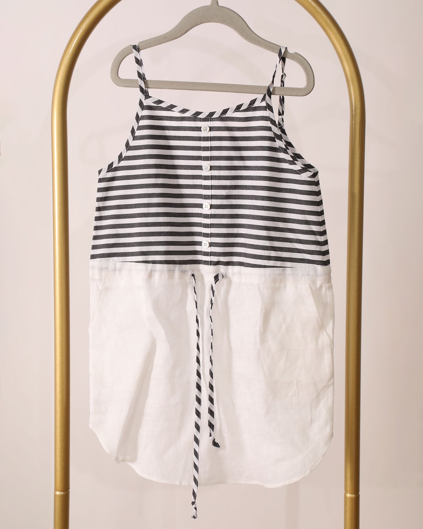 Girl's Striped Mini Dress - Black/White
