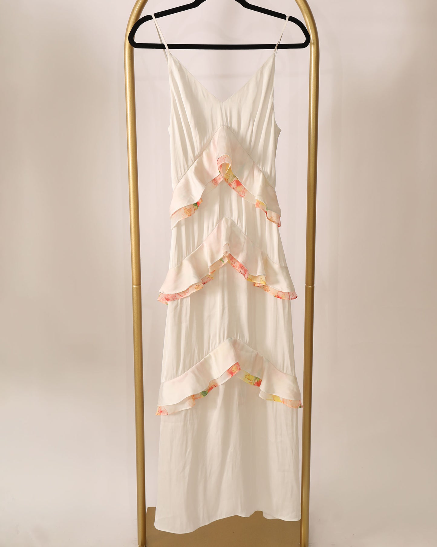 Ruffle Maxi Dress - White/Floral