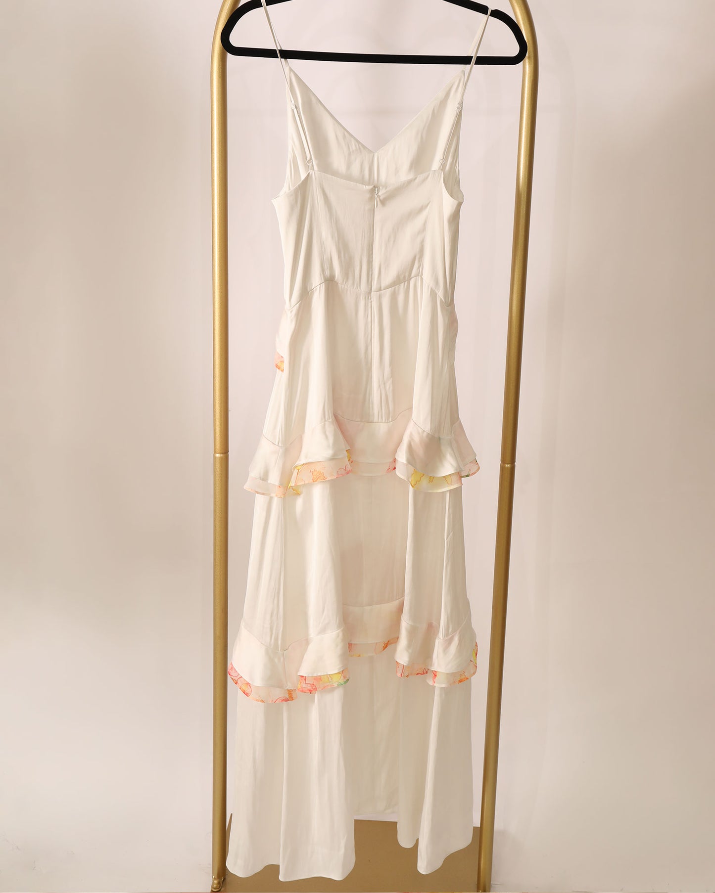 Ruffle Maxi Dress - White/Floral