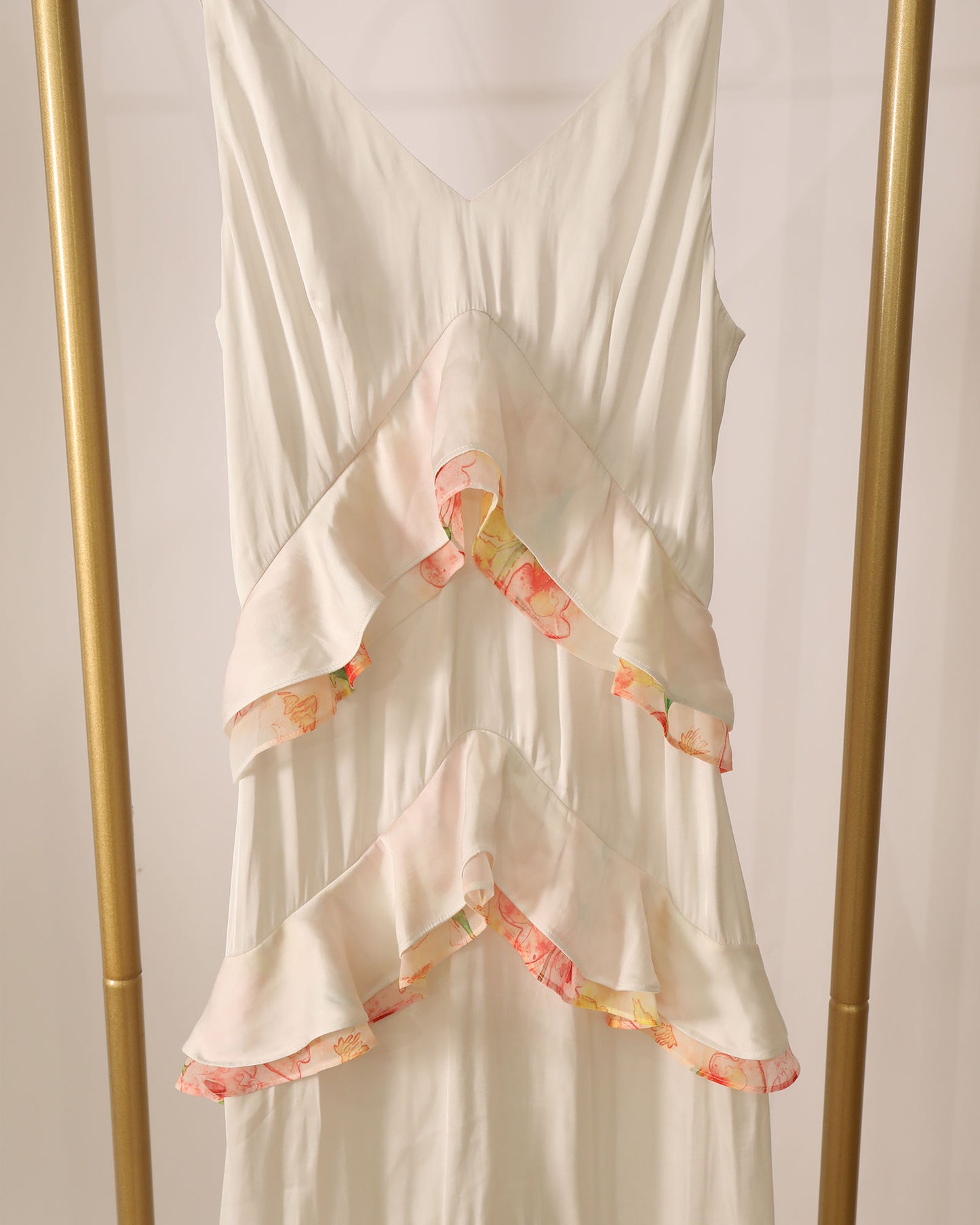 Ruffle Maxi Dress - White/Floral