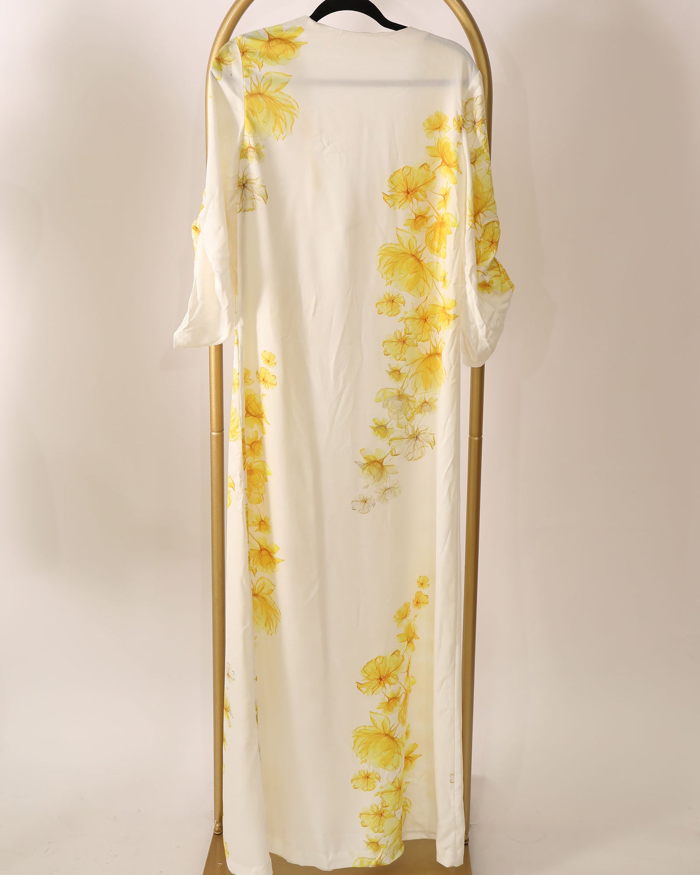 Long Sleeve Printed Maxi Dress - Yellow Floral