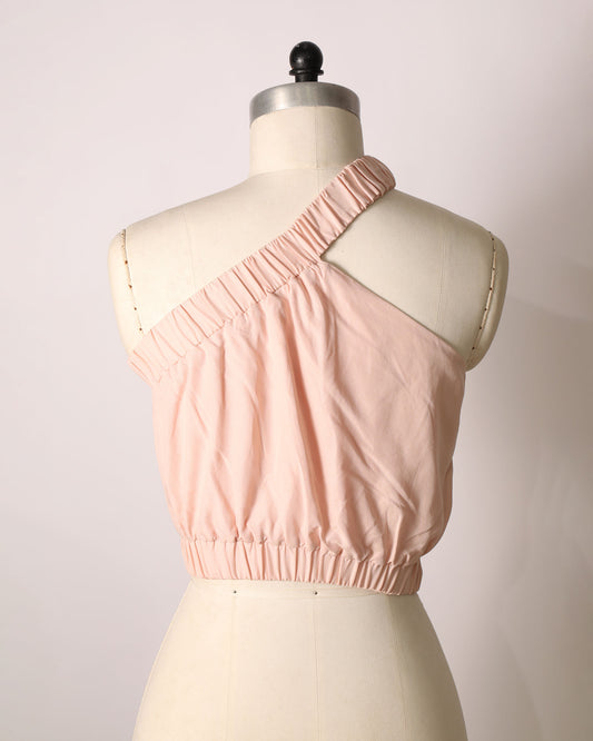 Asymmetrical Cropped Top - Rose Bud Pink