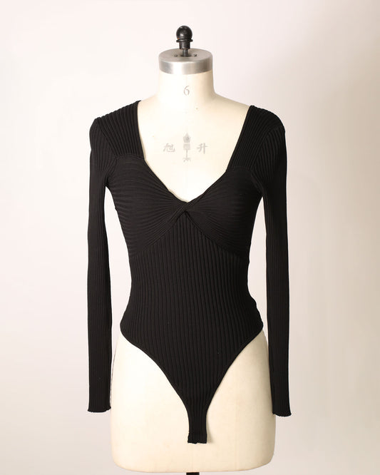 Long Sleeve Bodysuit - Black