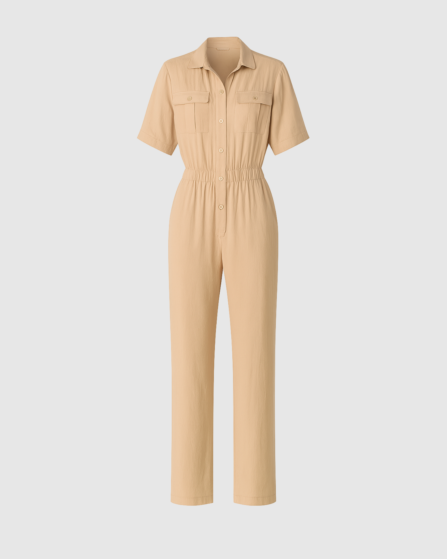 Long Sleeve Jumpsuit - Latte