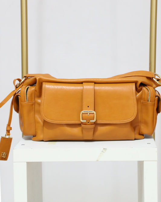 Buckle Pocket Shoulder Bag - Tan
