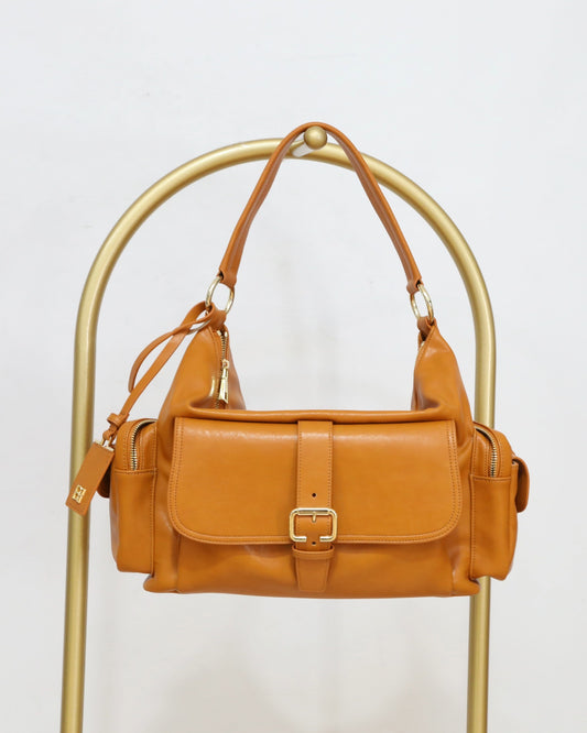 Buckle Pocket Shoulder Bag - Tan