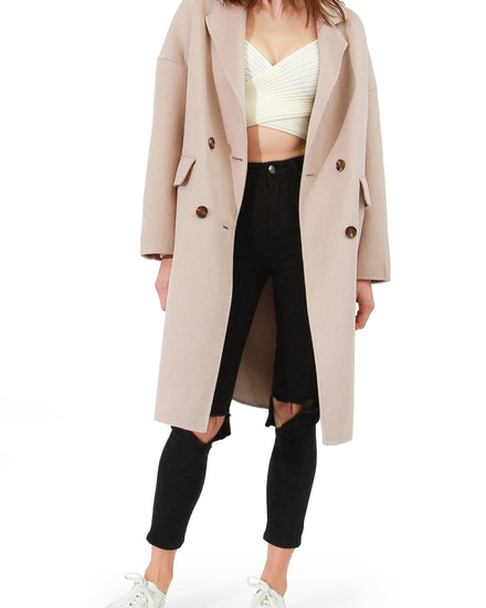 Amnesia Wool Blend Oversized Coat - Sand