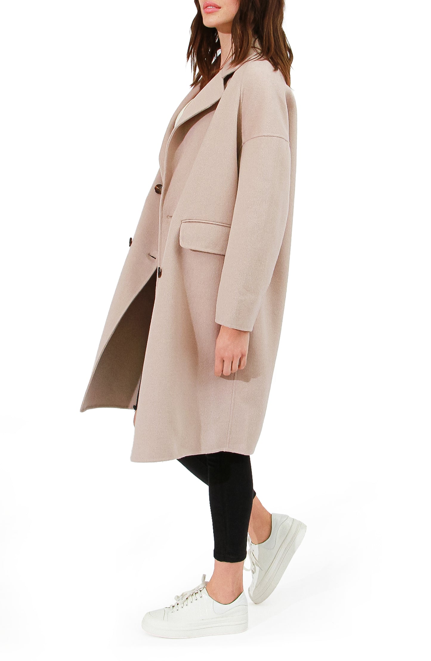 Amnesia Wool Blend Oversized Coat - Sand